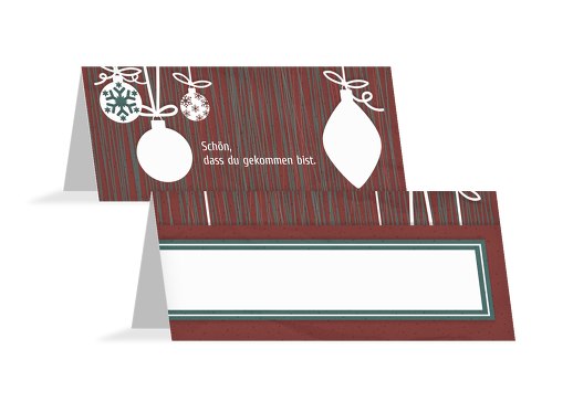 Tischkarte Moderne Kugeln Dunkelrot 100x44mm