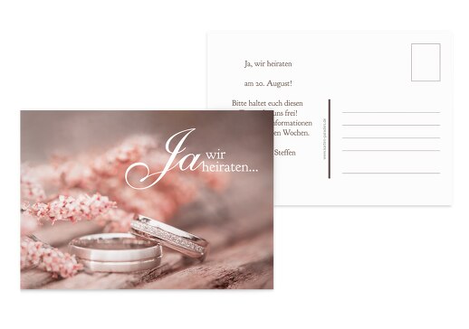 Save-the-Date Ringe DunkelMattRot 148x105mm
