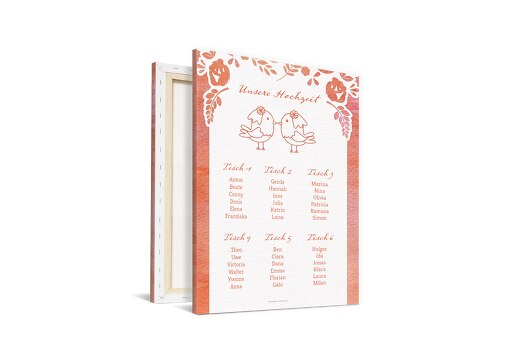 Sitzplan Vogelpaar - Frauen PfirsichOrange 400x600mm