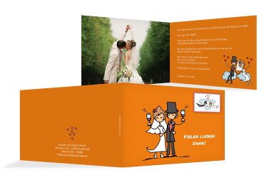 Hochzeit Dankeskarte Comic Brautpaar