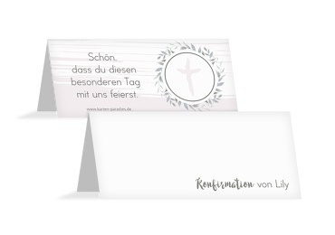 Konfirmation Tischkarte Kranz