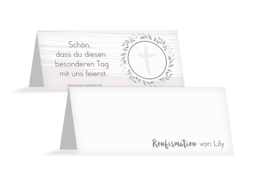 Konfirmation Tischkarte Kranz Retrogrün 100x44mm