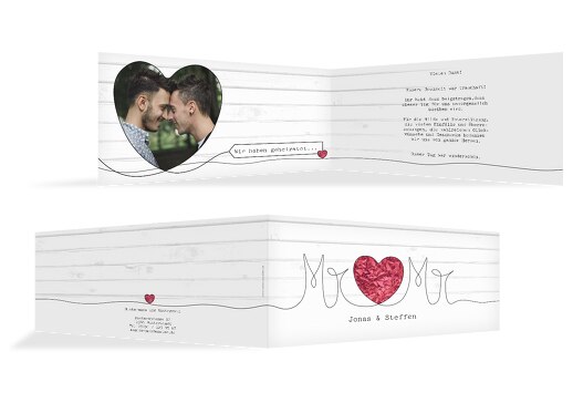 Hochzeit Dankeskarte Mr&Mr PinkLeuchtend 215x105mm