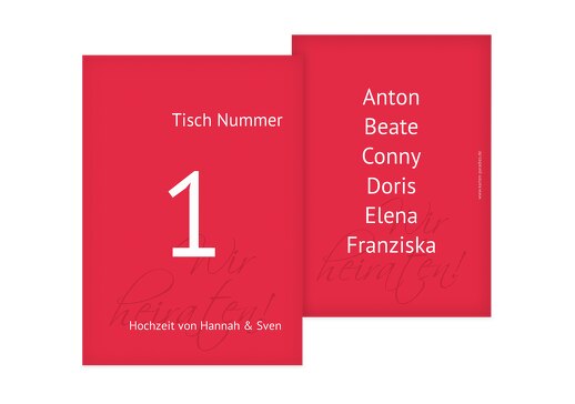 Tischnummer Liebesbrief Rot 105x148mm