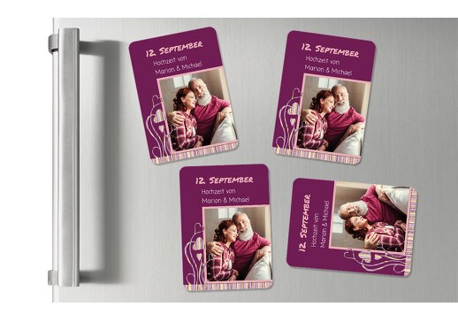 Magnet Wir heiraten dunkelpink 55x77mm