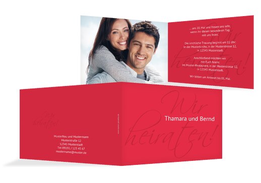 Hochzeit Einladung Liebesbrief Rot 148x105mm