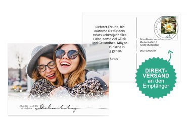 Glückwunschkarte zum Geburtstag Schriftzug