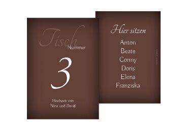 Tischnummer ewige Verbindung