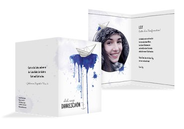 Konfirmation Dankeskarte Origamischiff
