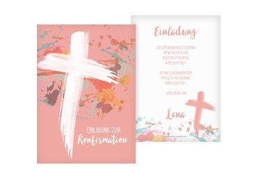 Konfirmation Einladung einfach Bunt