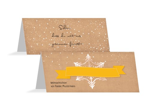 Tischkarte Schneestern Butterblumengelb 100x44mm