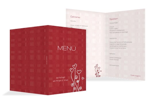 Hochzeit Menükarte Liebestraum WeinRot 148x210mm
