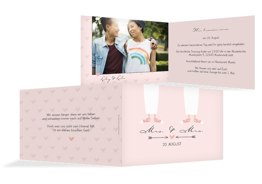 Hochzeit Einladung Pärchen - Frauen Rosa 148x105mm