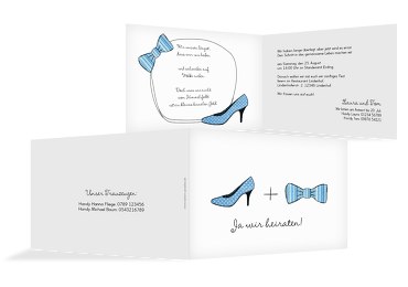 Hochzeit Einladung High Heel und Fliege