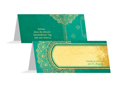 Hochzeit Tischkarte Mumbai tuerkis 100x44mm