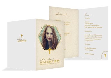 Konfirmation Menükarte Goldrausch