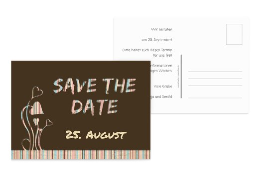 Hochzeit Save-the-Date Wir heiraten braunmatsch 148x105mm