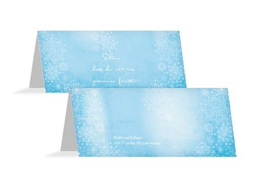 Tischkarte Wintertraum Hellblauleuchtend 100x44mm