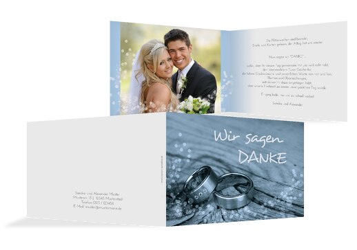 Hochzeit Dankeskarte Eheringe MattBlauDunkler 148x105mm