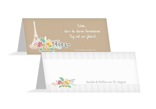Hochzeit Tischkarte Paris Trauerbeige 100x44mm