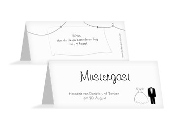 Hochzeit Tischkarte dress and suit