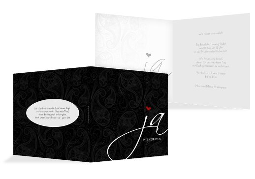 Hochzeit Einladung 2 Traumhochzeit Schwarz 145x145mm