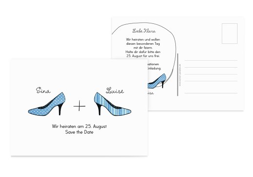 Save-the-Date High Heels HellBlau 148x105mm