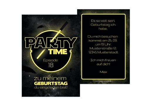 Geburtstagseinladung Partytime 18 Schwarz 105x148mm