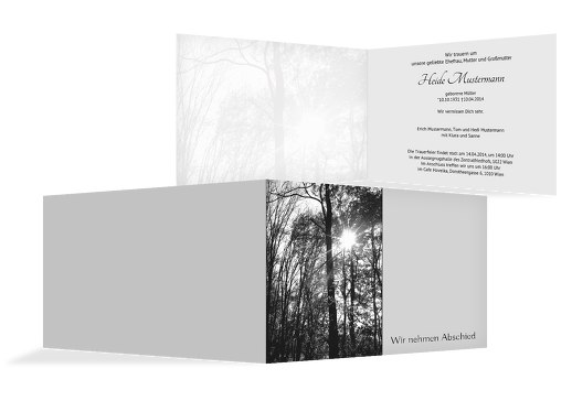 Trauerkarte quer Wald Grau 148x105mm