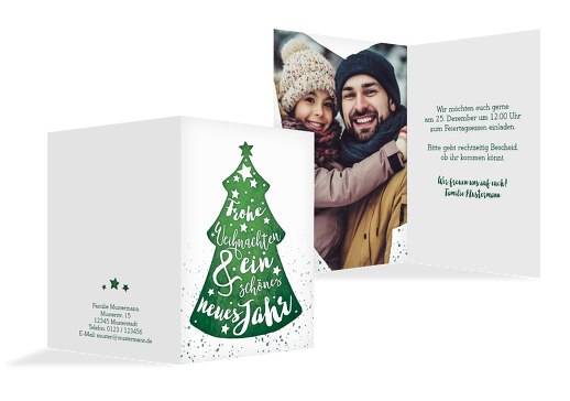 Foto Weihnachtseinladung Letterbaum DunkelGrün 105x148mm
