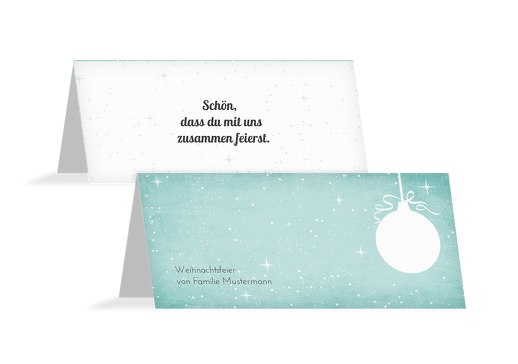 Tischkarte Sternenglanz Hellgruenblau 100x44mm