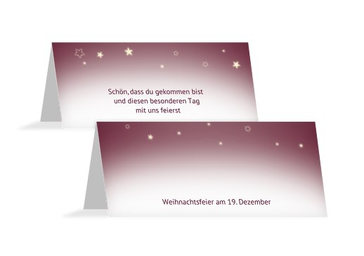 Tischkarte Sternenhimmel Dunkelrotlila 100x44mm
