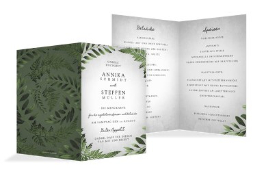 Hochzeit Menükarte Blätterwerk