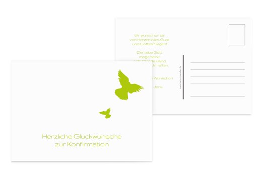 Glückwunschkarte Konfirmation Taube ApfelGrün 148x105mm