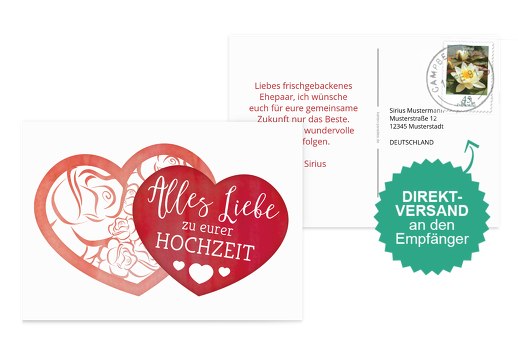 Glückwunschkarte zur Hochzeit Herz Weiß 148x105mm