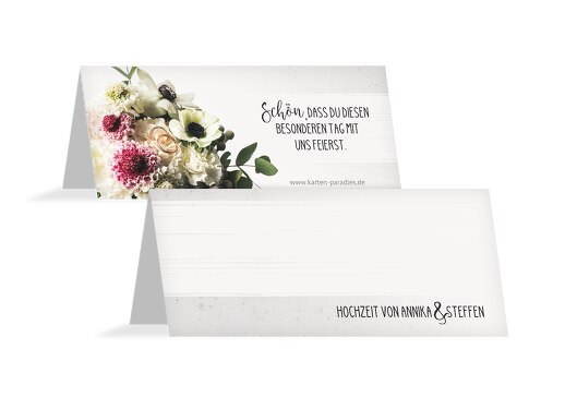 Hochzeit Tischkarte Bouquet Lilarosa 100x44mm