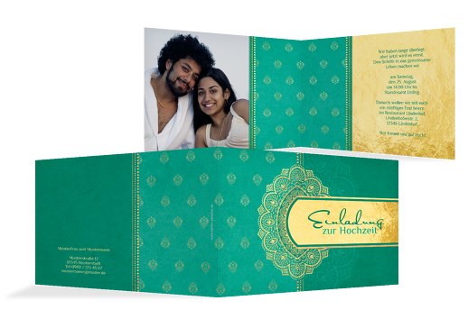 Hochzeit Einladung Mumbai tuerkis 148x105mm