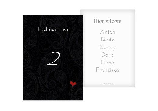 Tischnummer Traumhochzeit Schwarz 105x148mm