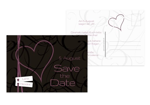 Hochzeit Save-the-Date Band Lila 148x105mm