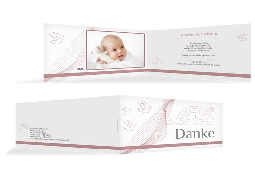 Dankeskarte Tauben HellRotMatt 215x105mm