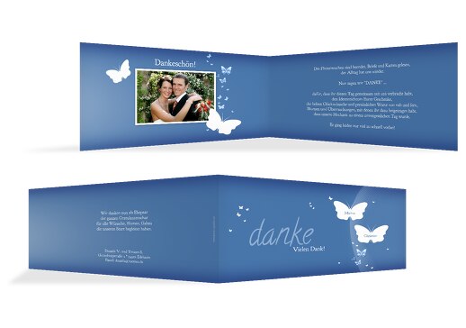 Hochzeit Dankeskarte Traumpaar KräftigHellMarineblau 215x105mm