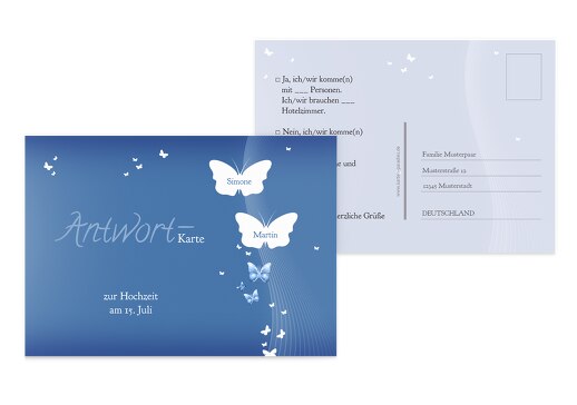 Hochzeit Antwortkarte Traumpaar KräftigHellMarineblau 148x105mm