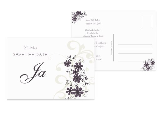 Hochzeit Save-the-Date Ranke Liladunkel 148x105mm