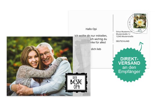 Fotospruchkarte Bester Opa Grau 148x105mm