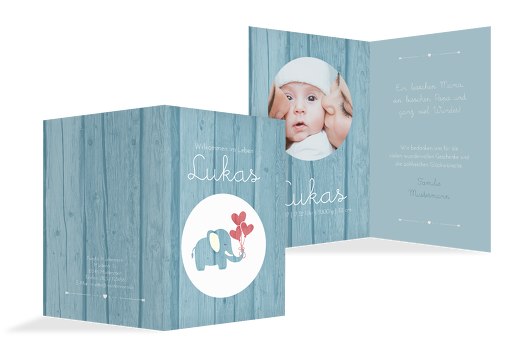 Babykarte Elefant HellBlau 105x148mm
