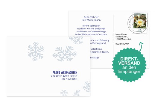 Weihnachtsgrußkarte Schneesturm Blau 148x105mm