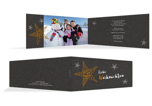 Fotogrußkarte Weihnachten curly star Sonnengelb 215x105mm