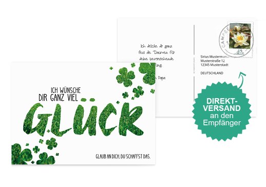Spruchkarte Glück Weiß 148x105mm