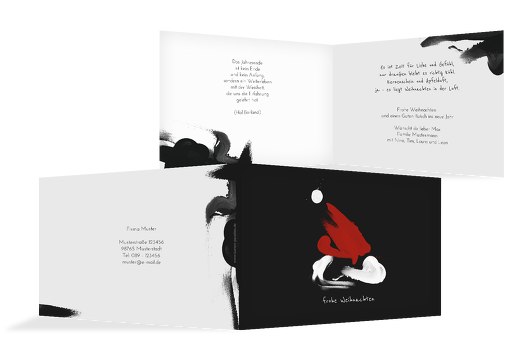 Grußkarte Weihnachten Farbenmütze Schwarz 148x105mm
