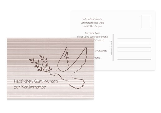 Glückwünsche zur Konfirmation Taube 2 Braunbeige 148x105mm